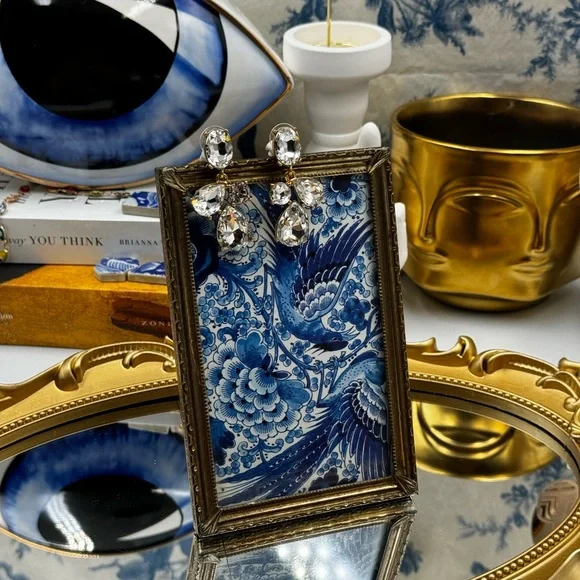 🆕 OSCAR DE LA RENTA 🧿 NWOT Candy Drop Earrings, Clear Crystal - Picture 6 of 17